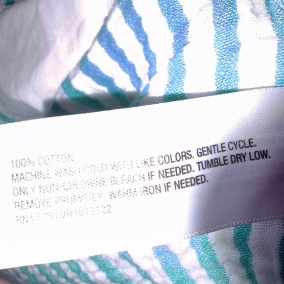 Universal Thread Green White Striped Seersucker Shirt Dress Button Front Size M - Picture 8 of 9